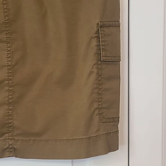 Eileen Fisher Cotton Tencel Twill Cargo Pocket Olive Khaki Mini Skirt Size S - Picture 9 of 12